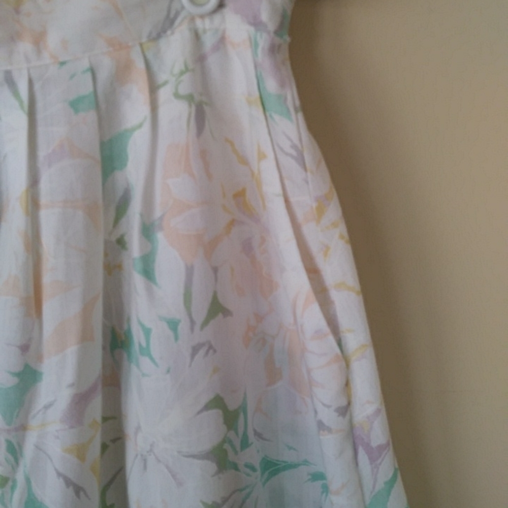 Vtg. F. Shay Pleated Floral Dainty A-Line Skirt 12 White Green View 6
